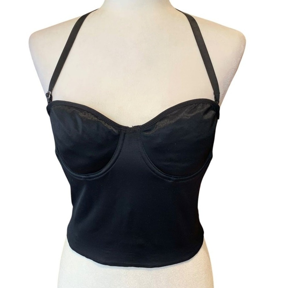 Lilyette Bustier Women 36B Black Halter Low Back Corset Goth Y2K Whimsygoth Emo